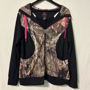 Bushmaster Women's Light Jacket Camo Hood Pink Drawstring Size XL Preowned GUC